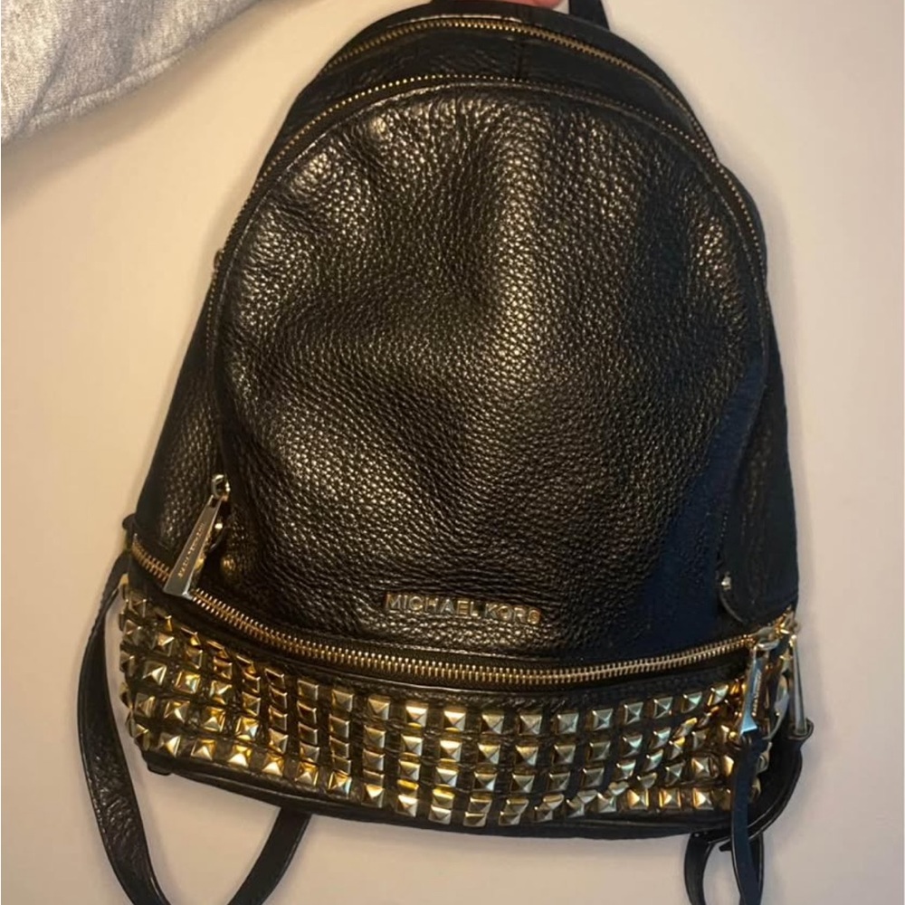 Michael Kors Black Backpack with Gold Accents